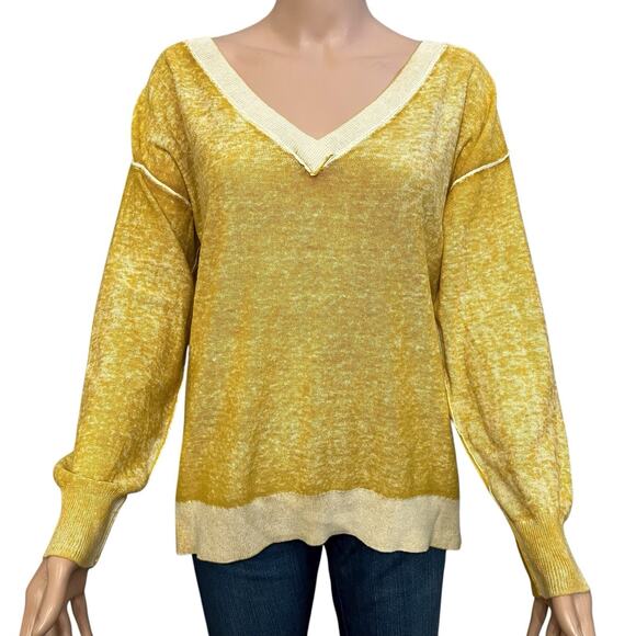 NEW Sundance Samantha V Neck Sweater Large Inside Out Look Boho Casual Cotton - Picture 1 of 9